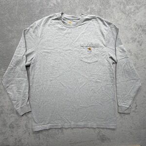 Carhartt Shirt Mens Large Gray Long Sleeve Original Fit Pocket Workwear Tee K126